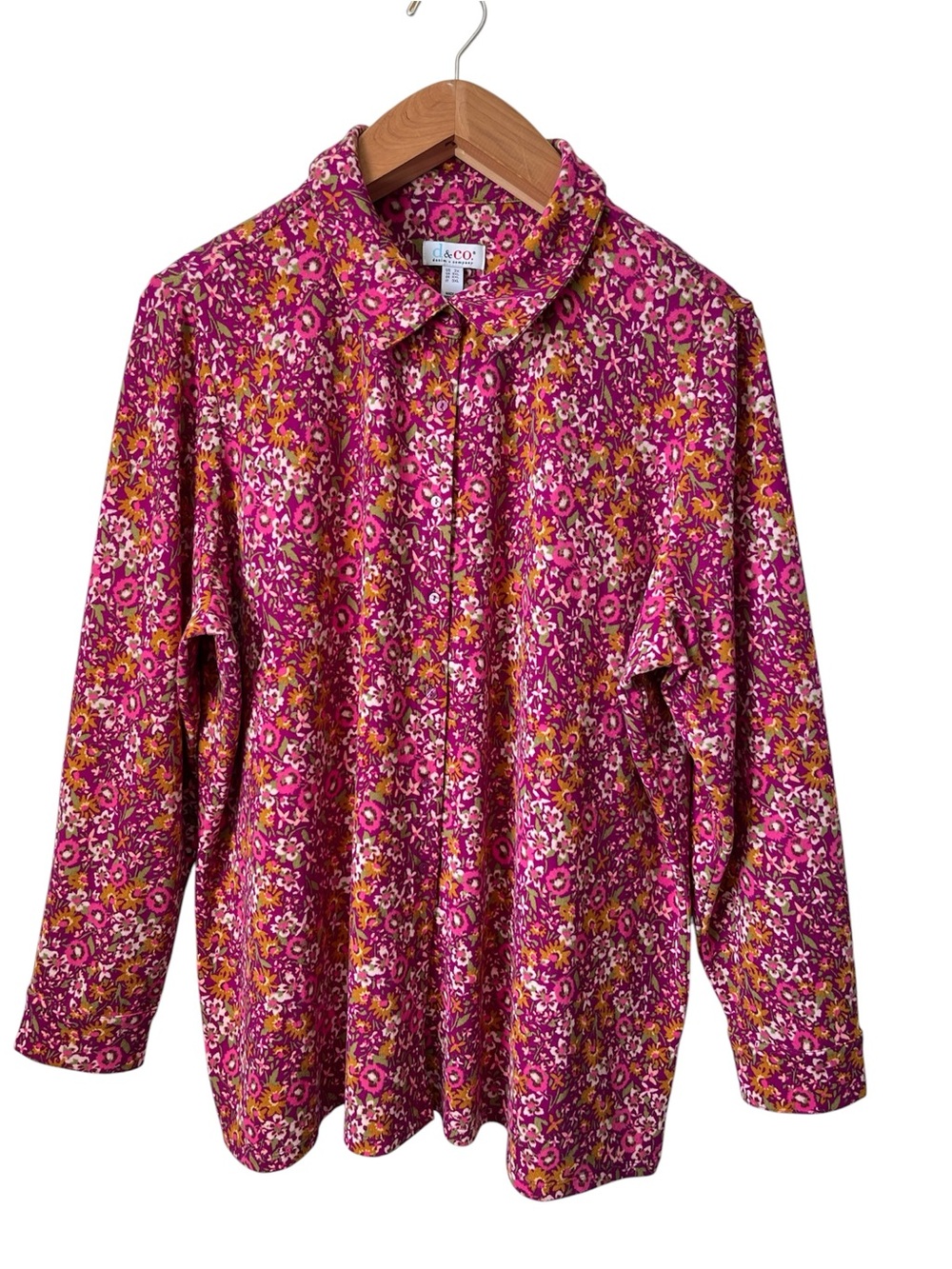d & co Denim + Company Women’s Size 2X Heavenly Jersey Button Front Shirt